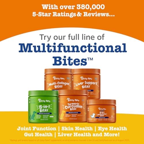 Zesty Paws Multivitamin Treats for Dogs, Glucosamine Chondroitin Joint Support + Digestive Enzymes & Probiotics, Grain Free Dog Vitamins and Supplements for Skin & Coat, Peanut Butter - 90ct — view 6