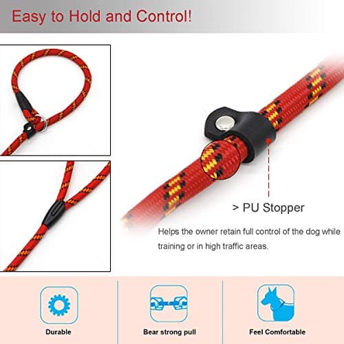 Red Brand 5 FT Adjustable Nylon Dog Rope Leash for Small Medium Dogs 10-80 lb Walking — view 2