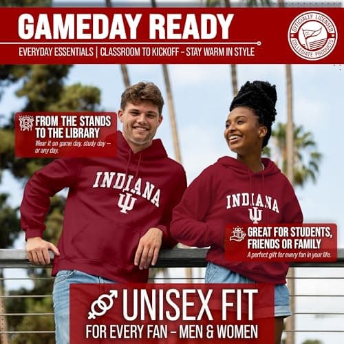 Campus Colors Indiana Hoosiers Arch & Logo Gameday Hoodie - NCAA College Hooded Sweatshirt - Crimson Medium — view 3