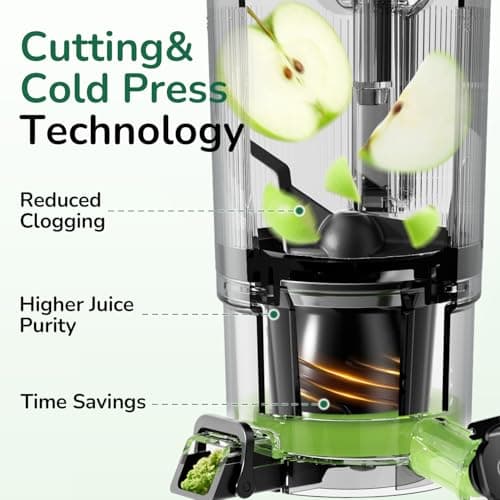 Canoly C16 Cold Press Juicer, 6" Extra Wide Feed Chute, 3-IN-1 Strainers (Juice & Sorbet & Nut Milk), Powerful AC Brushless Motor, Self Precut System, Juicer Machines with BPA-Free (Space Gray) — view 8