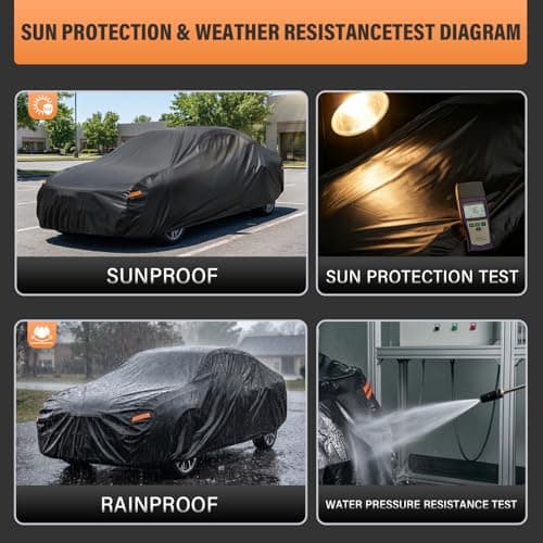 Kayme 7 Layers Car Cover Waterproof All Weather for Automobiles, Outdoor Full Coupe Cover Rain Sun UV Protection, Universal Fit for Ford Mustang, Chevy Camaro, Jaguar XK, XKR, Etc. (186-193 inch)