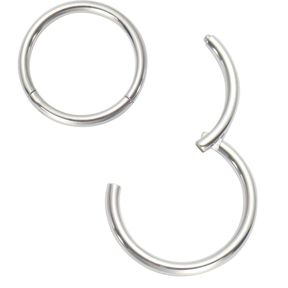 Afftiny Nose Ring Septum Hoop 20G/18G/16G/14G/12G 316L Surgical Stainless Steel Hinged Seamless Earrings, Diameter 5MM-16MM, Gold/Silver/Black/Rose Gold/Rainbow Color — view 14