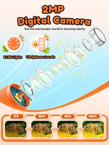 Acoath Microscope for Kids, 1000X Handheld Digital Miniscope with 2.0" Screen, Portable Pocket Microscope Education Toys Birthday Gifts for Age 3 4 5 6 7 8 9 10 Girls Boys — view 4