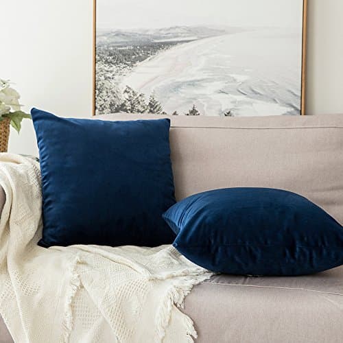 MIULEE Pack of 2 Velvet Decorative Throw Pillow Covers 18x18 Inch Dark Blue — view 6