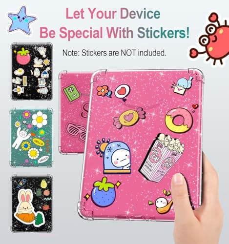 MoKo Case for All-new 7" Kindle Paperwhite (12th Generation-2024) and Kindle Colorsoft Signature Edition 2024 Ultra Thin Clear Flexible Transparent TPU Skin Bumper Back Cover Shell, Clear Glitter — view 2