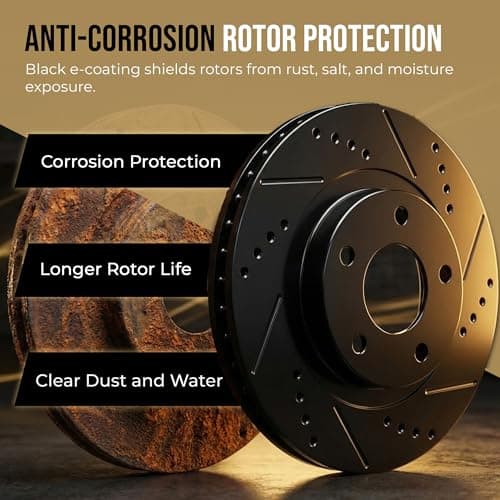 MAX Advanced Brakes - Brake Kit For 2015-2023 Nissan Murano, 2013-2020 Nissan Pathfinder, Infiniti QX60| Carbon Ceramic Brake and Rotor Kit Front and Rear| Drilled Slotted Brake Rotors — view 5
