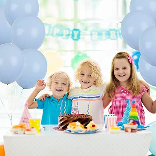 RUBFAC Blue Balloons 129pcs, Pastel Light Blue Balloon Different Sizes 18 12 10 5 Inch for Garland Arch Kit, Gender Reveal Baby Shower Birthday Wedding Easter Party Decoration — view 4