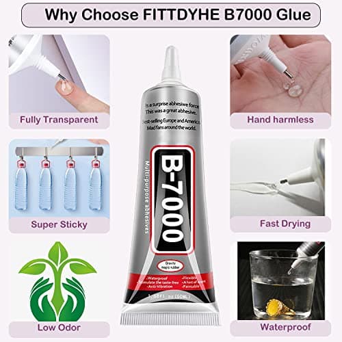 B7000 Jewelry Glue for Making, FITTDYHE 1PCS 50ML/1.69 fl oz Clear Adhesive for Rhinestone, Fabric, Multipurpose Super B-7000 for Phone Repair, Nail Art, Wood, Glass, Charms — view 2