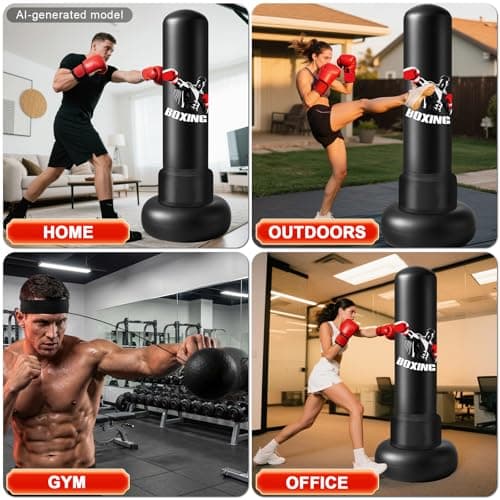 Freestanding Punching Bag for Adults,70'' Heavy Boxing Bag with Gloves and Pump,Men Women Stand Kickboxing Bags with Boxing Reflex Balls,Bigger Base Boxing Equipment Set for Training Fitness Home Gym — view 6