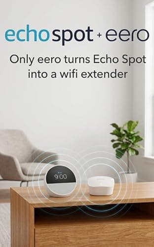 Amazon Echo Spot (newest model), Great for nightstands, offices and kitchens, Smart alarm clock, Designed for Alexa+, Glacier White — view 7