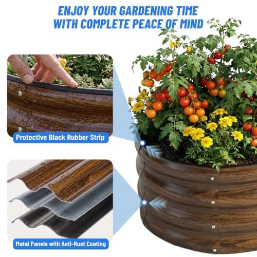 SnugNiture Galvanized Raised Garden Bed Outdoor, 2 Pcs 4x2x1ft Oval Metal Planter Box for Planting Plants Vegetables, Brown — view 2