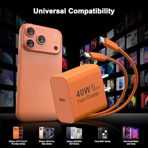 [Apple MFi Certified] iPhone 17 Pro Max Charger Fast Charging, 40W USB C Charger Block with 10FT Extra Long Type C Charging Cable Cord for iPhone 17/17 Pro/17 Pro Max/Air/16 15 Pro Max, Galaxy, Pixel — view 3