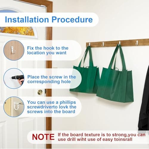 ZBDPOVT 15Pcs White Coat Hooks - Wall Hooks for Closet Hanging, Multi-Room Use (Bathroom/Bedroom/Kitchen), Holds Coats/Towels/Scarves/Hats/Keys/Cups, Includes 30 Screws — view 3