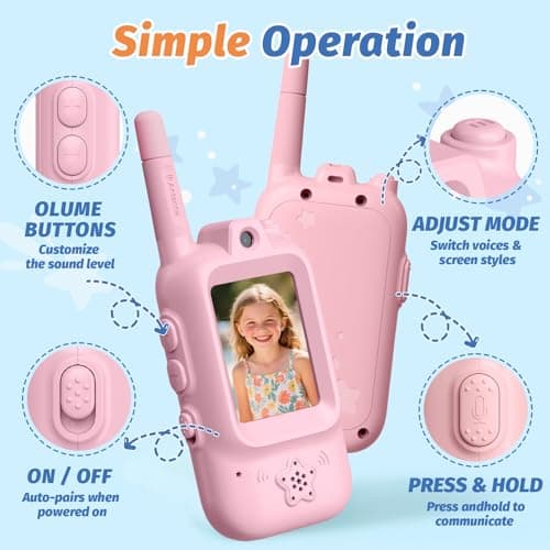 AQLL Kids Video Walkie Talkies, 2 Pack Rechargeable Long Range Walkie Talkies for Kids, Two-Way Radios with Voice Changer, Indoor Outdoor Toys,Children's Day Birthday Gifts for Boys & Girls Ages 3–12 — view 2