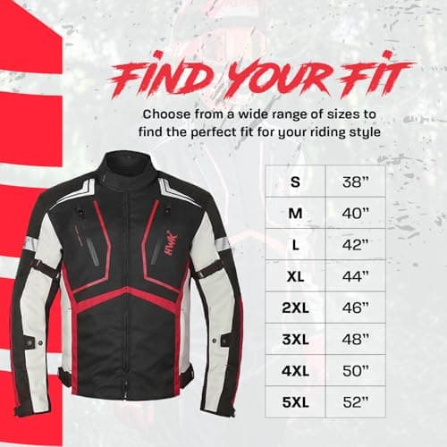 HWK Motorcycle Jacket for Men and Women Scorpion with Cordura Fabric for Enduro Motocross Motorbike Riding, Red, X-Large — view 4