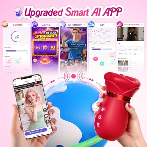 Vibrator Adult Sex Toys for Women - 5IN1 Mouth Sucking Vibrator Rose Sex Toy, 10 Tongue Licking, 3 Auto & 1 Manual Sucking Adult Toys New APP, Nipple Anal Toys G Spot Vibrators Female Couples Sex Toys — view 4