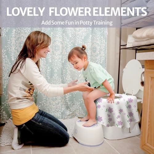 Blissful Diary 20 Pcs Toilet Seat Covers Disposable for Toddlers & Adults, Extra Large Waterproof, Portable Package for Travel, Kids Potty Training(Purple Flowers)) — view 5