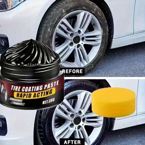 Tire Coating Paste,Premium Tire Coating & Trim Restorer,Powerful Wheel Cleaning Refurbish Wax,Long-Lasting UV Protection,Bring Back the Deep Black Shine to Rubber and Plastic — view 2