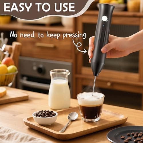 XSBAIHUO Milk Frother Handheld Rechargeable, Frother Wand Drink Mixer Electric Whisk for Coffee, Detachable With 2 Stainless Whisks, Hand Mixer for Lattes, Matcha, Egg, Kitchen Gifts(Black)