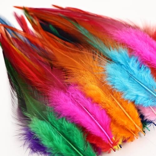 whitefeather Craft Feathers Bulk Pack - 300PCS Assorted Colorful Feathers for Crafting, Hat Decorating, Carnival DIY Projects (4-6 Inch Small Feathers, Synthetic Craft Materials) (Mix Color) — view 3