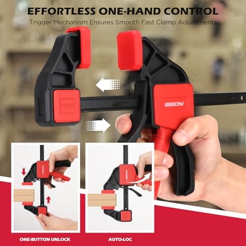 3-Piece 6 Inch Bar Clamps for Woodworking with Clamp Connector, 6" Quick-Release Wood Clamps with 150 LBS Load Limit, Trigger Clamp Set, One-Handed Clamps/Spreader Ideal for Woodworking DIY Projects — view 3