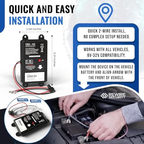 GPS Tracker for Vehicles - DB2 Hard-Wired Tracking Device, Optimal for Personal and Business Use, 24/7 Real-Time Location Monitoring for Car, Truck, Van US and Worldwide