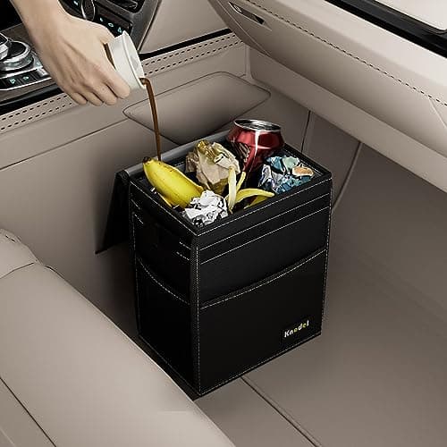 K KNODEL Car Garbgae Can with Lid, Car Trash Can (Medium, Black) — view 5