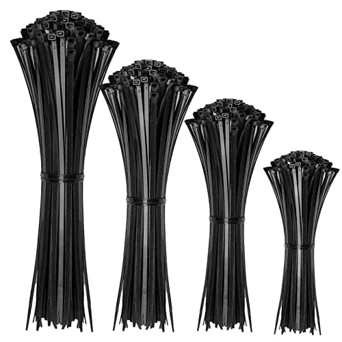 Cable Zip Ties,400 Pack Black Assorted Sizes 12+8+6+4 Inch,Multi-Purpose Self-Locking Nylon Cable Cord Management,Plastic Wire Ties for Home,Office,Garden,Workshop. By HAVE ME TD — view 7