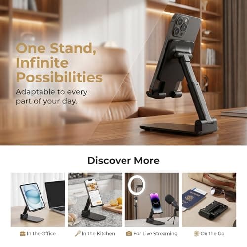 OGMAPLE Phone Stand for Desk Cell Phone Holder Stands for iPhones, Black