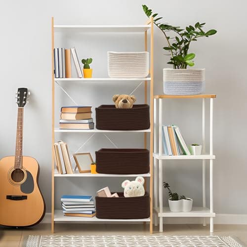 COMFY-HOMI 13" x 8.5" x 5.1" Storage Baskets for Organizing | Cotton Rope Woven Basket | Toy Storage Bin Box | Basket for Shelves, Closet Organizer Bin, Decorative Closet Shelf, 1 Pack — view 5