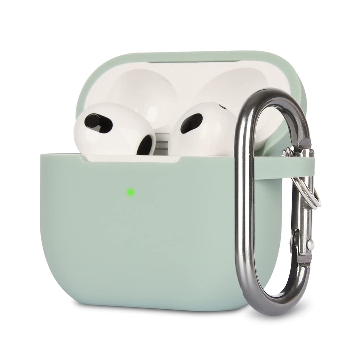 Funda de Silicona Compatible con AirPods 3, Anti-rasguños, Anti-Polvo, LED Frontal Visible, Funda Premium Silicona para AirPods 3.ª Generación (2021) con Mosquetón, Coral Orange — view 13