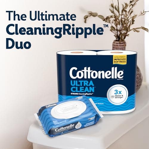 Cottonelle Ultra Clean Toilet Paper with Active CleaningRipples Texture, Strong Bath Tissue, 24 Family Mega Rolls = 132 Regular Rolls (4 Packs of 6) — view 6