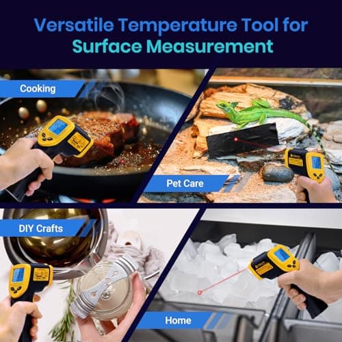 Etekcity Lasergrip 1080 Laser Thermometer Digital Infrared Thermometer Temperature Gun for Kitchen Cooking BBQ Grill and Bath Water, -58℉~1130℉ (-50℃～610℃), Yellow and Black