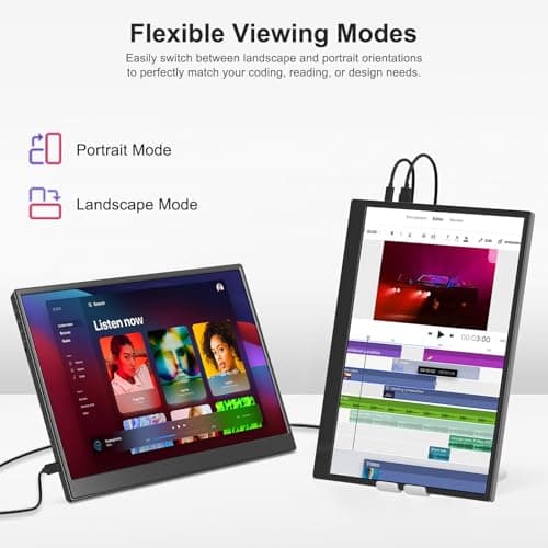 Anyuse 14" FHD 1920×1200 Portable Monitor – USB-C HDMI Ultra-Slim IPS Travel Display with Speakers, HDR Plug & Play, 400cd/m² Brightness, External Second Screen for Laptop PC Mac Phone — view 4