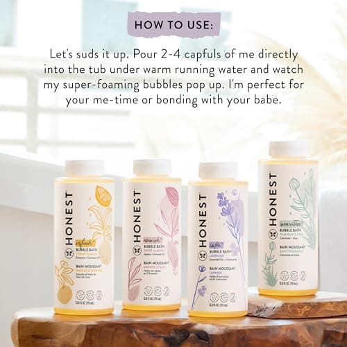 The Honest Company Foaming Bubble Bath & Baby Wash, Tear-Free, Hypoallergenic, Natural Formula, Lavender Calm Scent, 12 fl oz — view 5
