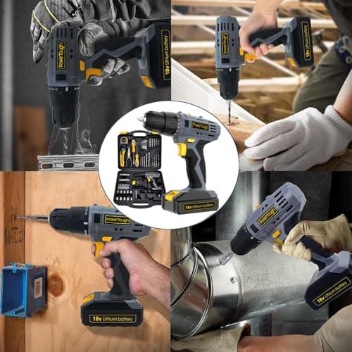 Uniteco 77pcs Power Tool Set with 18/20V Cordless Drill Electric Screwdriver Tool Kit Home Repair Set Gift Box Office House Repair Charger and Storage Case Included — view 5