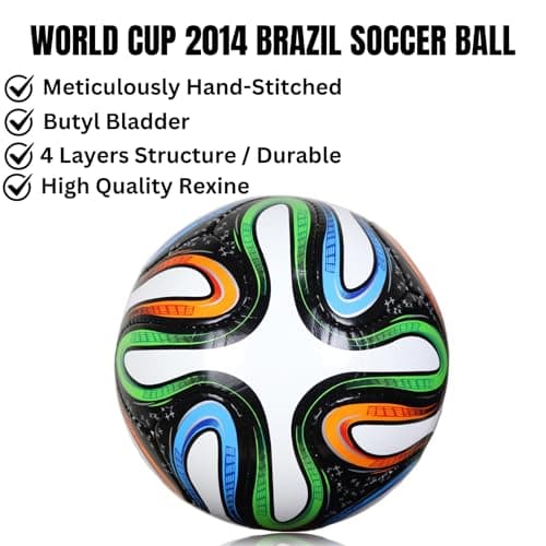 World Cup 2014 Brazil Final Famous Match Ball Football Replica/Soccer Ball Size 5,Soccer Ball World Cup is Made from Rexine, 2014 World Cup Ball, Birthday Gift for Soccer Fan -PA21 — view 2