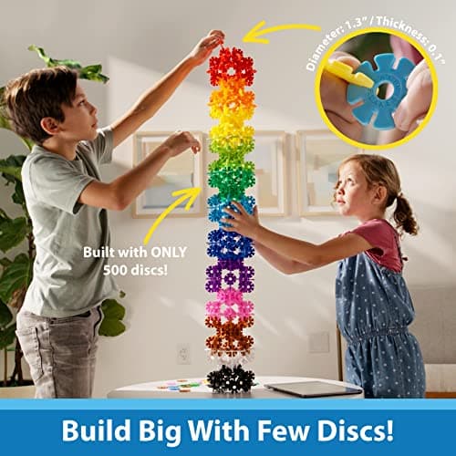 Brain Flakes 500 Piece Set, Ages 3+, Interlocking Plastic Disc Toy for Creative Building, Educational STEM Learning, Construction Block Play for Kids, Teens, Adults, Boys, and Girls — view 4