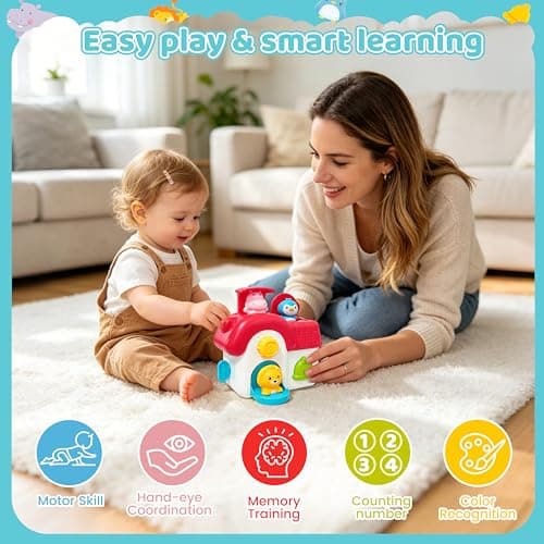 Toys for 1 Year Old Girls, Interactive Pop Up Toy with Buttons & Colors, Cause and Effect Toys for Kids Montessori Learning Toys for Baby Toddler 18+ Months, 1st Birthday Gifts for Girls Boys — view 3