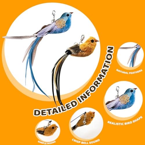Cat Feather Toys, 12 PCS Cat Toys with 2 Slots Super Suction Cup, Detachable 2PCS Cat Wand Toys and 9 PCS Feather Replacements with Bell, Interactive Cat Toy Kitten Toys for Indoor Play Chase Exercise — view 3