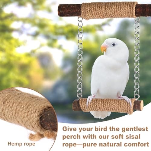 7-Piece Bird Perches for Cage- Wooden Parrot Stand with Fork Toys, Hanging Multi-Branch Platform, Hammock Swing, Gym Playstand & Chewing Toys - for Parakeets, Budgies, Lovebirds - Durable — view 5