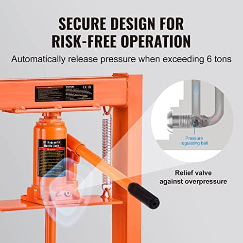 VEVOR Hydraulic Shop Press, 6 Ton H-Frame Hydraulic Garage/Shop Floor Press, Adjustable Shop Press with Press Plates, Heavy Duty Hydraulic Press for Garage, Shop, Workshop — view 2