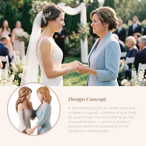 Storieme Mother of The Bride Gift from Daughter: Mom Touches Bride's Cheek Wedding Figurine Keepsake for Mom on My Wedding Day - Unique Mother's Day Birthday Present — view 2