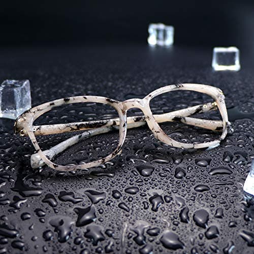 Blue Light Blocking Glasses for Women/Men, Anti Eyestrain, Computer Reading, TV Glasses, Stylish Square Frame, Anti Glare (Marble, No Magnification) — view 5