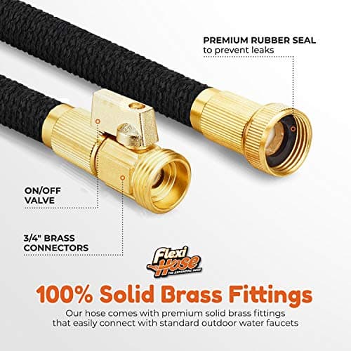 Flexi Hose Lightweight Expandable Garden Hose, 50FT - Retractable Garden Hose, Water Hose - No-Kink Flexibility, 3/4 Inch Solid Brass Fittings and Double Latex Core — view 3