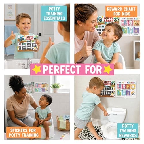 Hadley Designs Potty Training Chart for Toddler Boys - Bundle Sticker Chart for Kids Potty Training Rewards, Sticker Potty Chart for Toddlers Boys, Toilet Stickers Reward Chart for Kids 3 Fun Designs — view 4