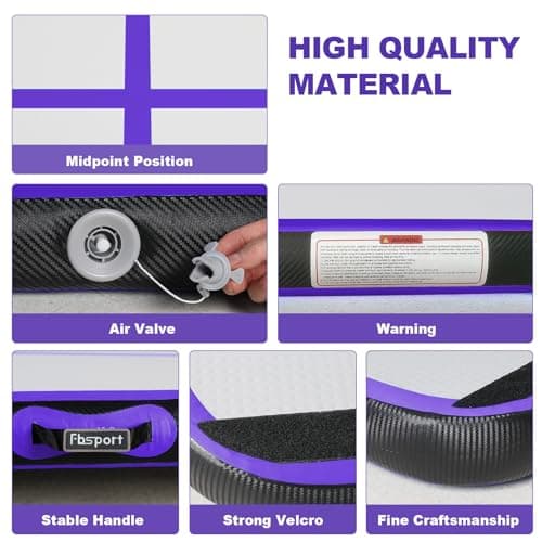FBSPORT Inflatable Gymnastics Air Tumbling Track Mat Purple Black Length 13ft Thickness 4 inches, Air Tumble Track Mat with Electric Air Pump for Home Use Training Cheerleading Yoga Water Gym Park — view 4