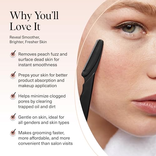 Kitsch Dermaplane Razor for Women Face – Face Razors for Women & Men, Eye Brow Razors & Face Shaver – Exfoliating Facial Razor & Dermaplaner as Skin Care Tool for Smoother Skin - Black, 6 pcs — view 2