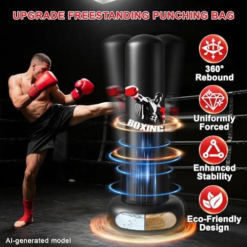Freestanding Punching Bag for Adults,70'' Heavy Boxing Bag with Gloves and Pump,Men Women Stand Kickboxing Bags with Boxing Reflex Balls,Bigger Base Boxing Equipment Set for Training Fitness Home Gym