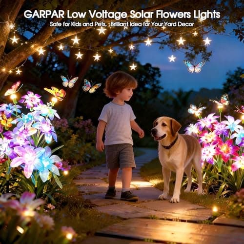 Garpar Solar Flower Lights Outdoor 4 Pack, 16 Lilies and 12 Butterflies — view 5